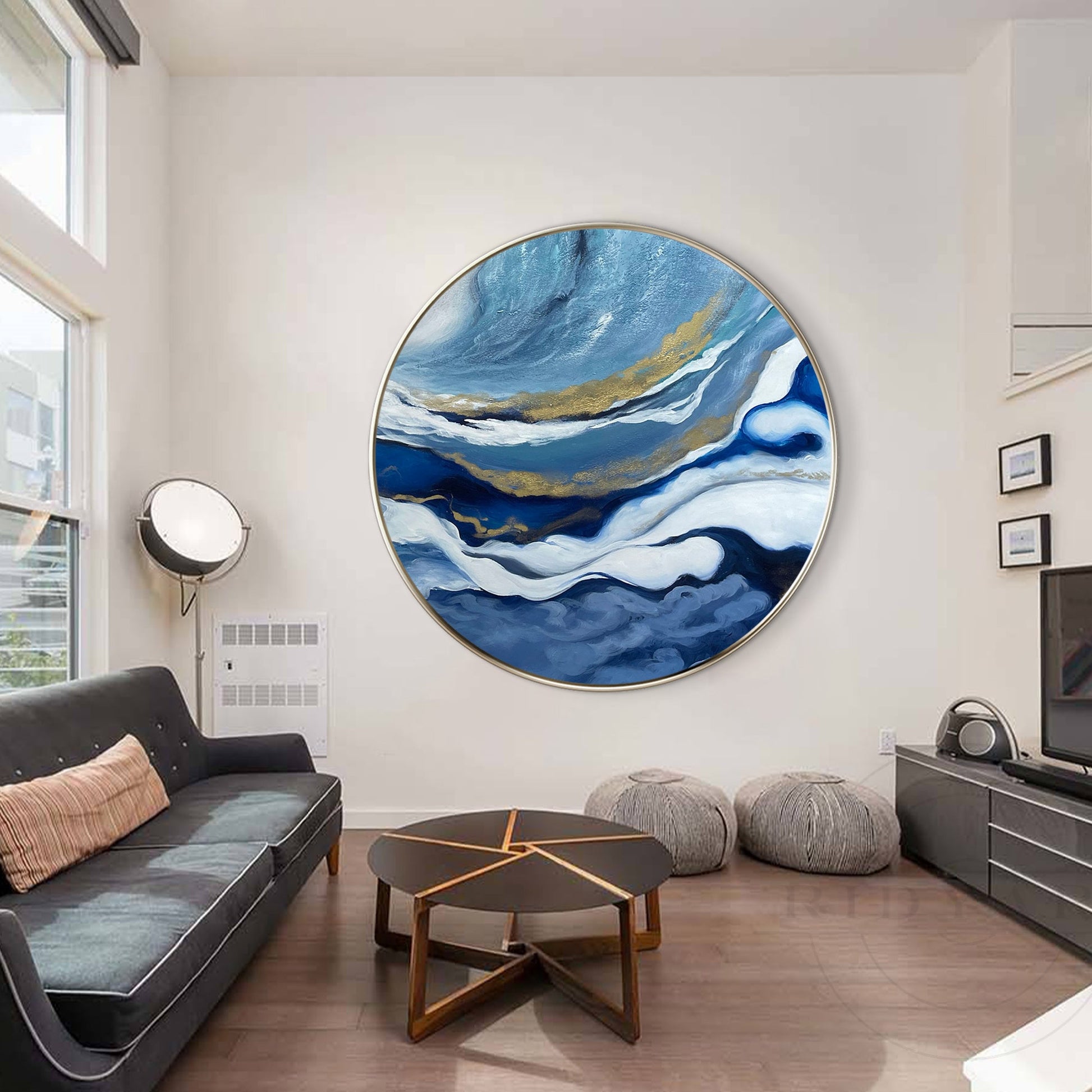 Navy Gold Abstract Art