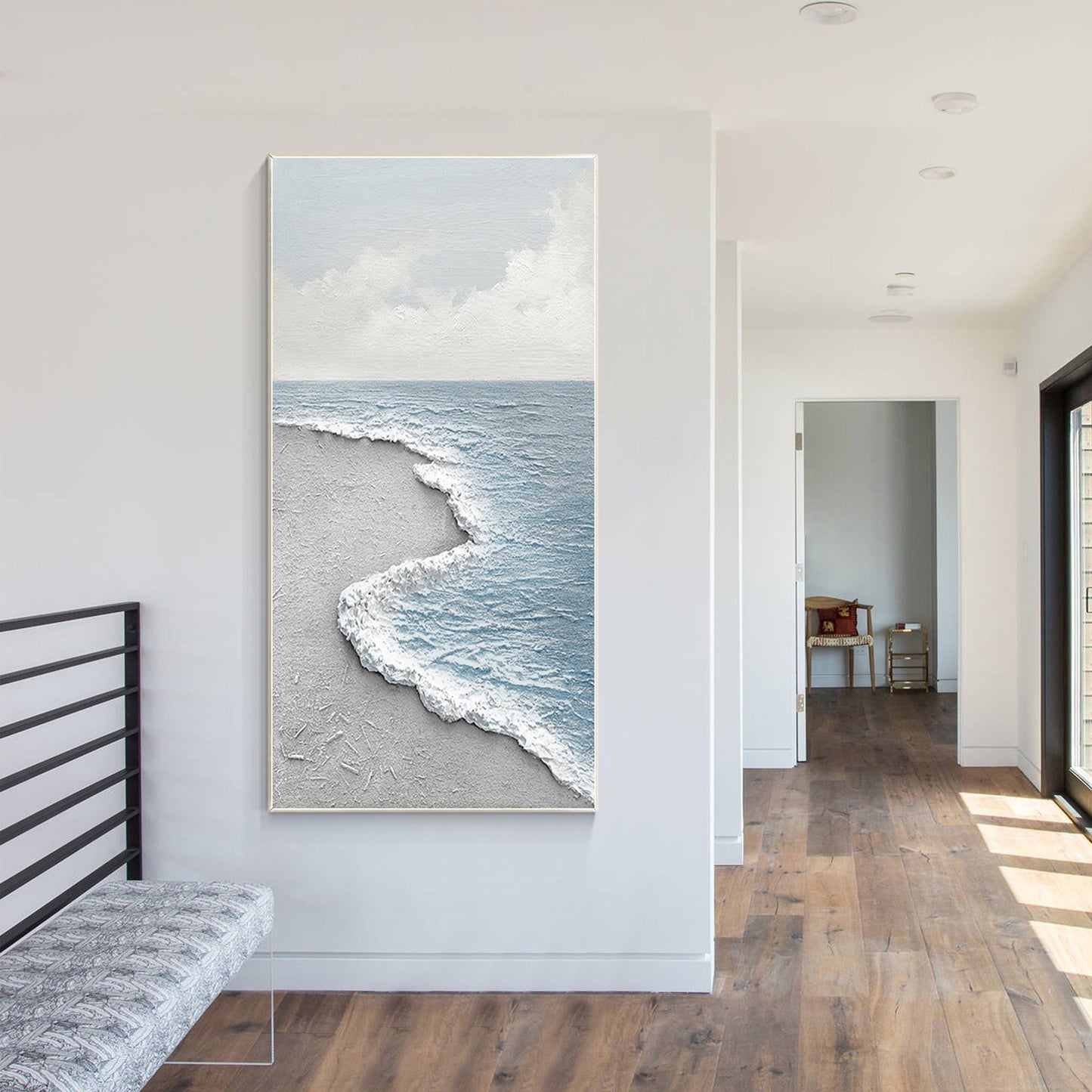 Modern Abstract Texture Sea Painting Large Vertical Art