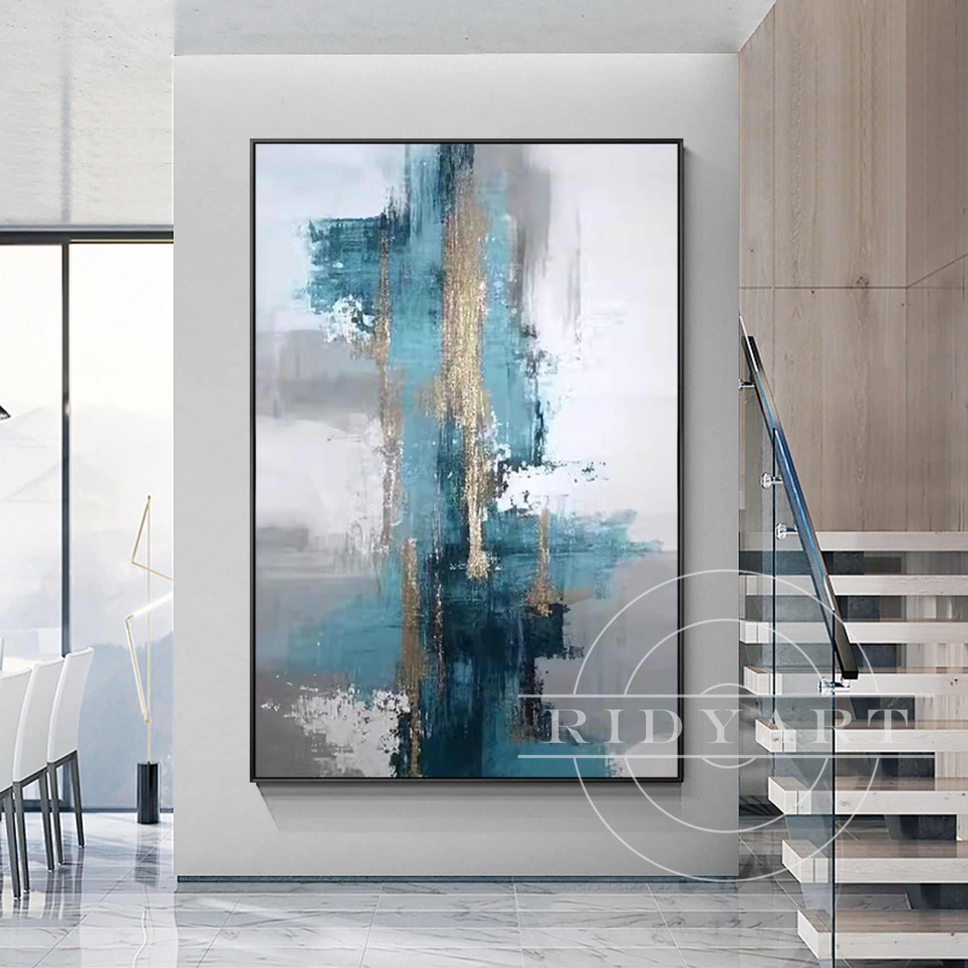 Teal Abstract painting #BA585