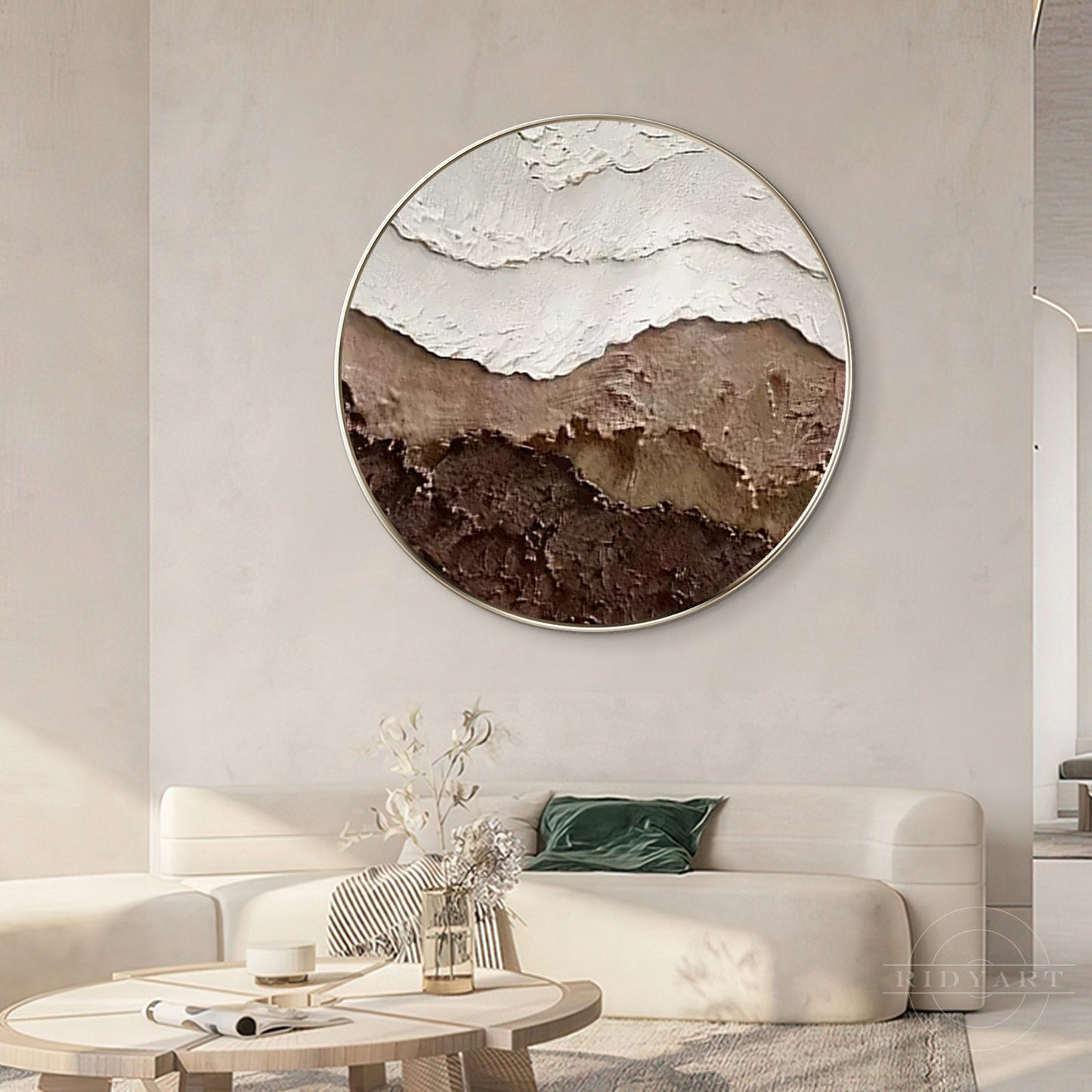Earth Tone Brown 3D Textured Ocean Waves Wall Art Framed