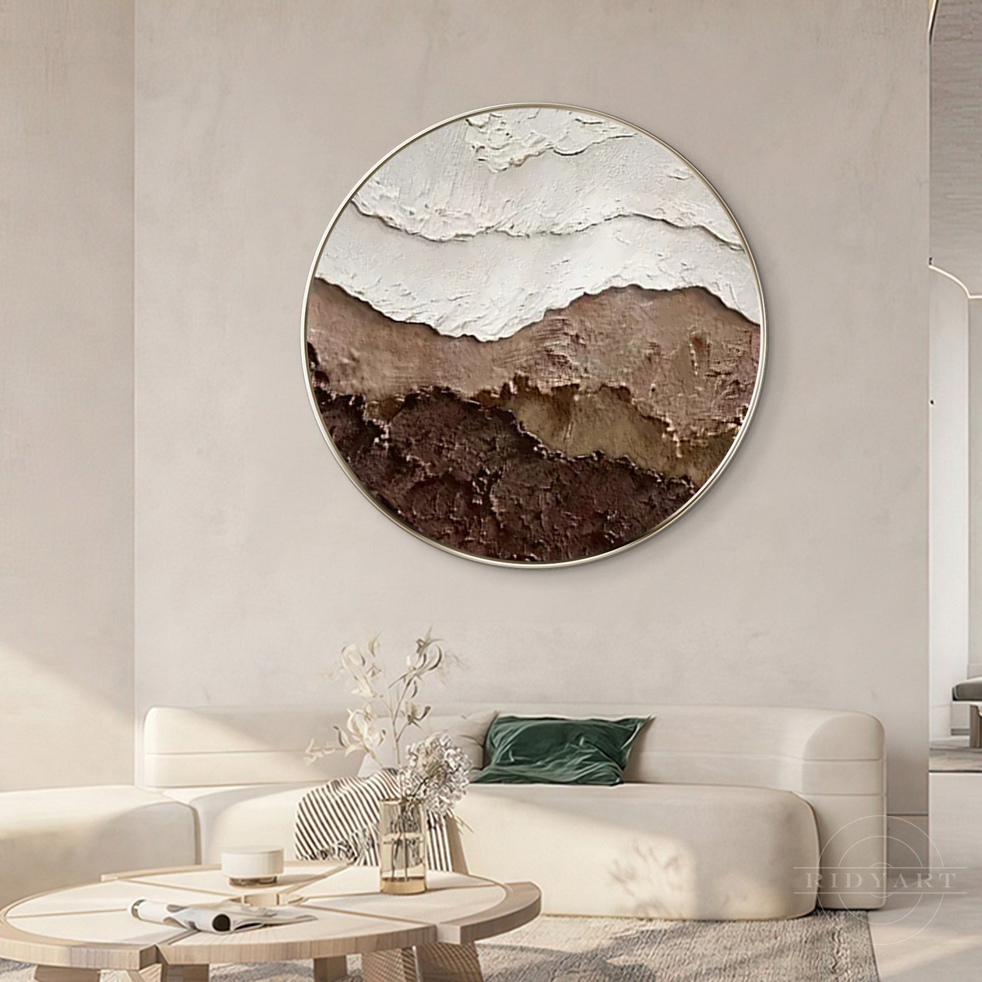 Earth Tone Brown 3D Textured Ocean Waves Wall Art Framed