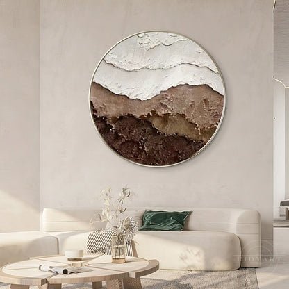 Earth Tone Brown 3D Textured Ocean Waves Wall Art Framed
