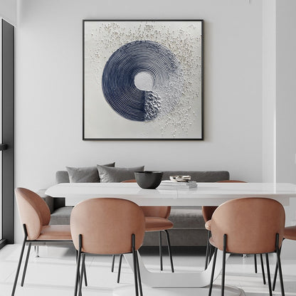 Navy Blue Textured Abstract Painting