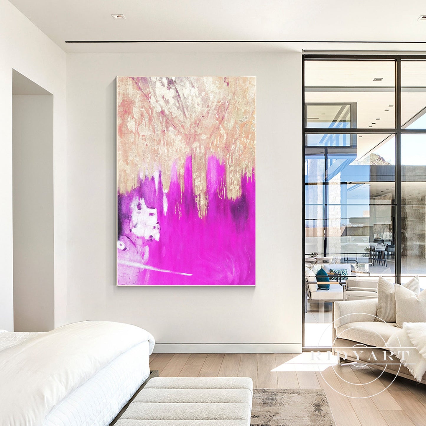 Purple Gold Foil Abstract Canvas Painting Wall Art