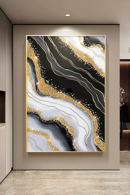 luxurious  resin Geode Black And Gold Art