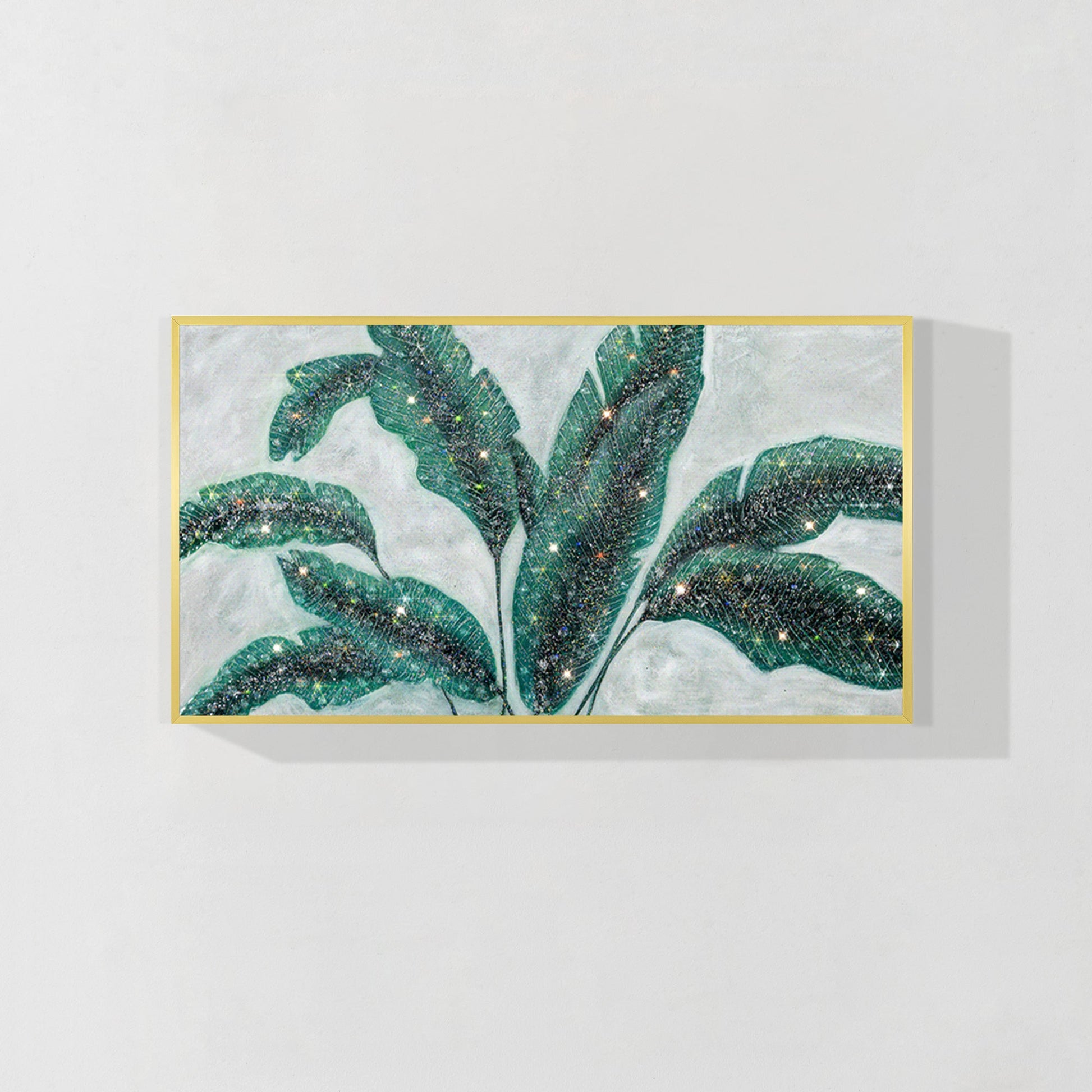Luxurious  resin Geode Green Banana leaves Painting