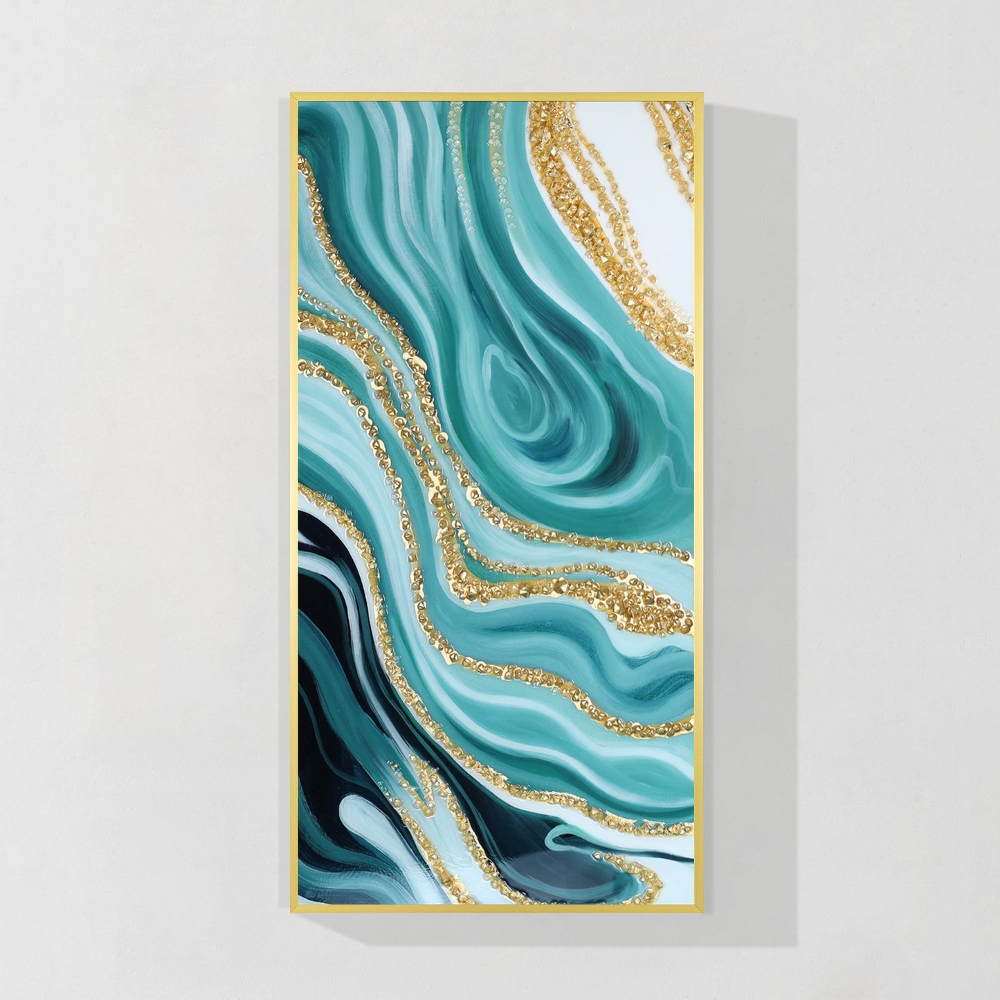 Luxurious Resin Geode Teal painting With Crystals