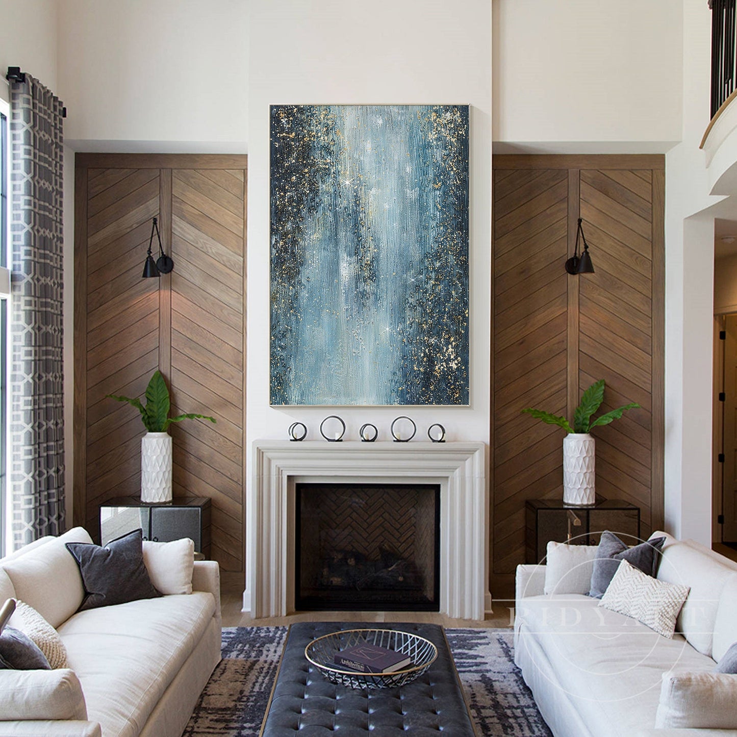 Navy Blue Gold wall art