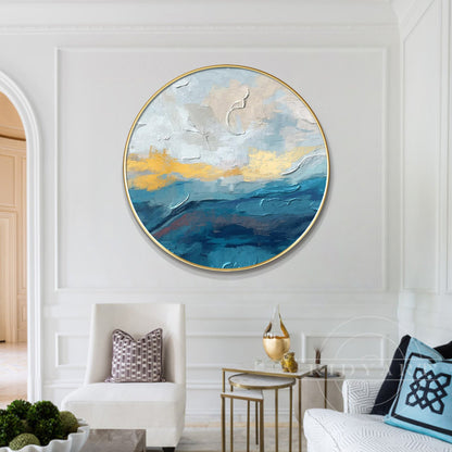 Round Gold Blue wall art