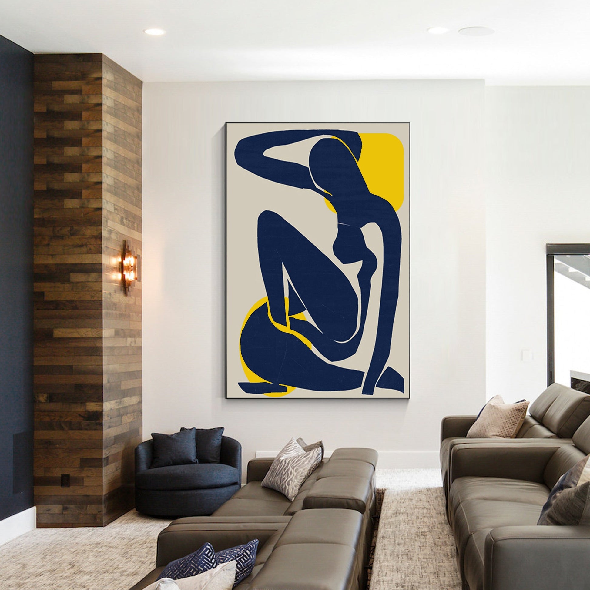Navy Blue Abstract Woman Wall Art