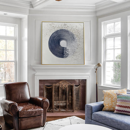 Navy Blue Textured Abstract Painting