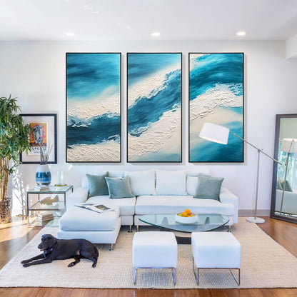 Set of 3 Ocean Texture Painting
