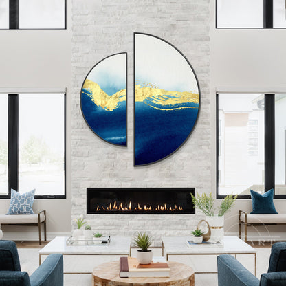 Navy and Gold Round Painting