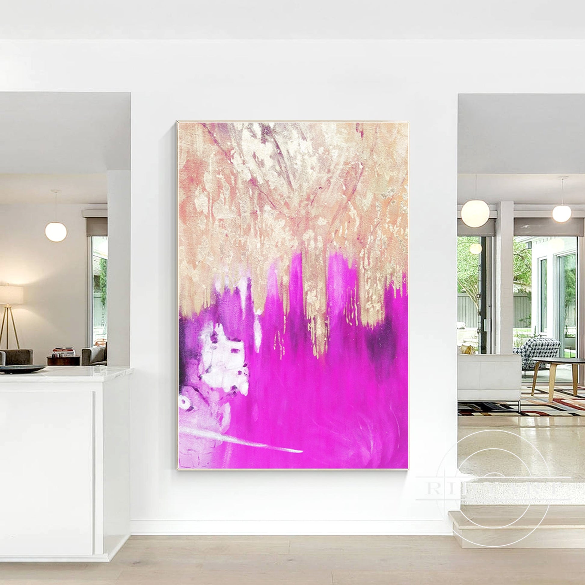 Purple Gold Foil Abstract Canvas Painting Wall Art