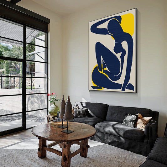 Navy Blue Abstract Woman Wall Art