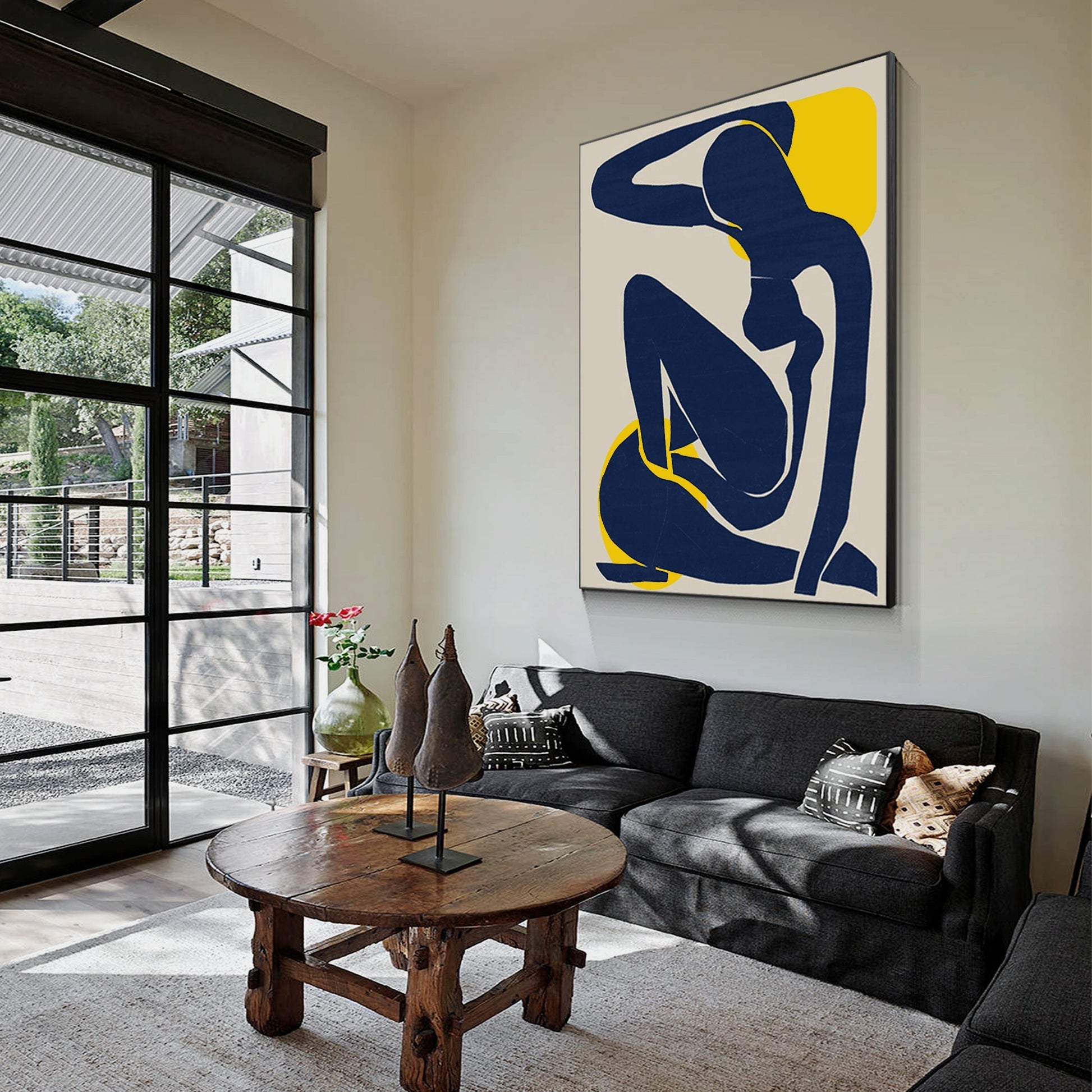 Navy Blue Abstract Woman Art