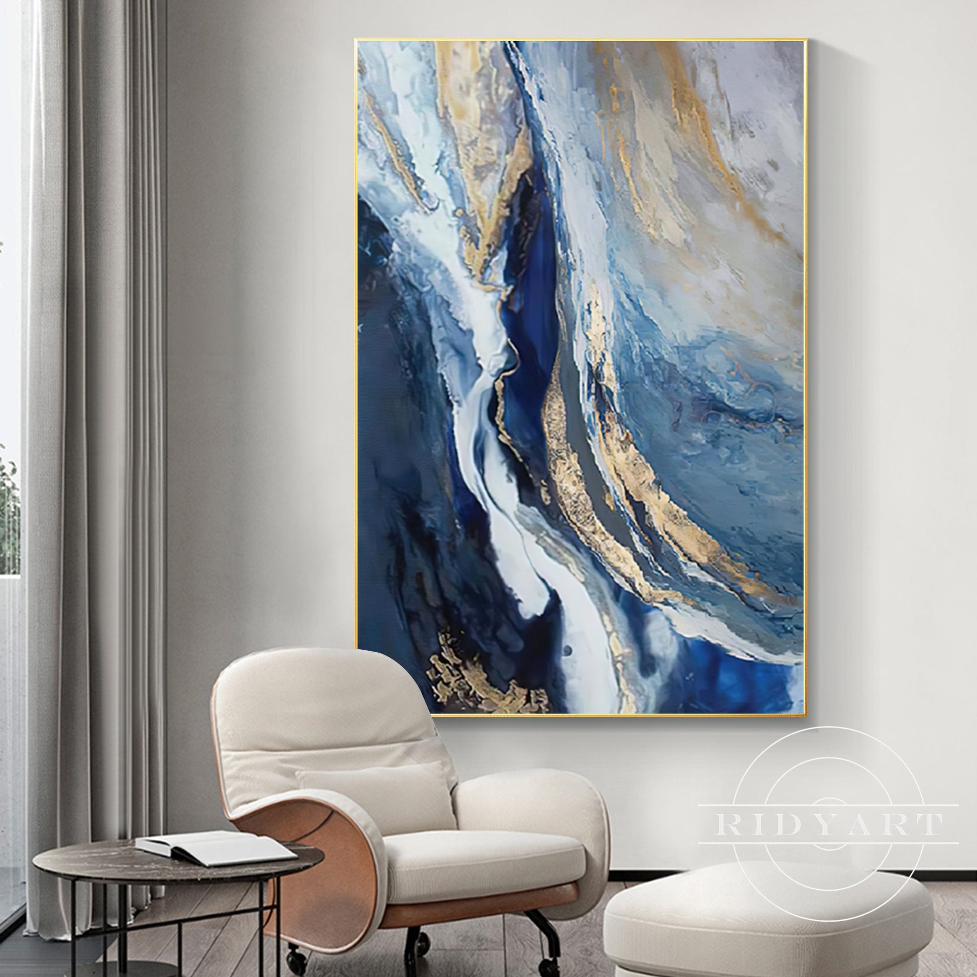 Navy and gold wall art