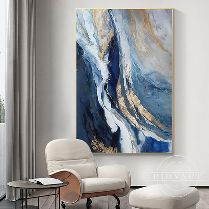 Navy and gold wall art