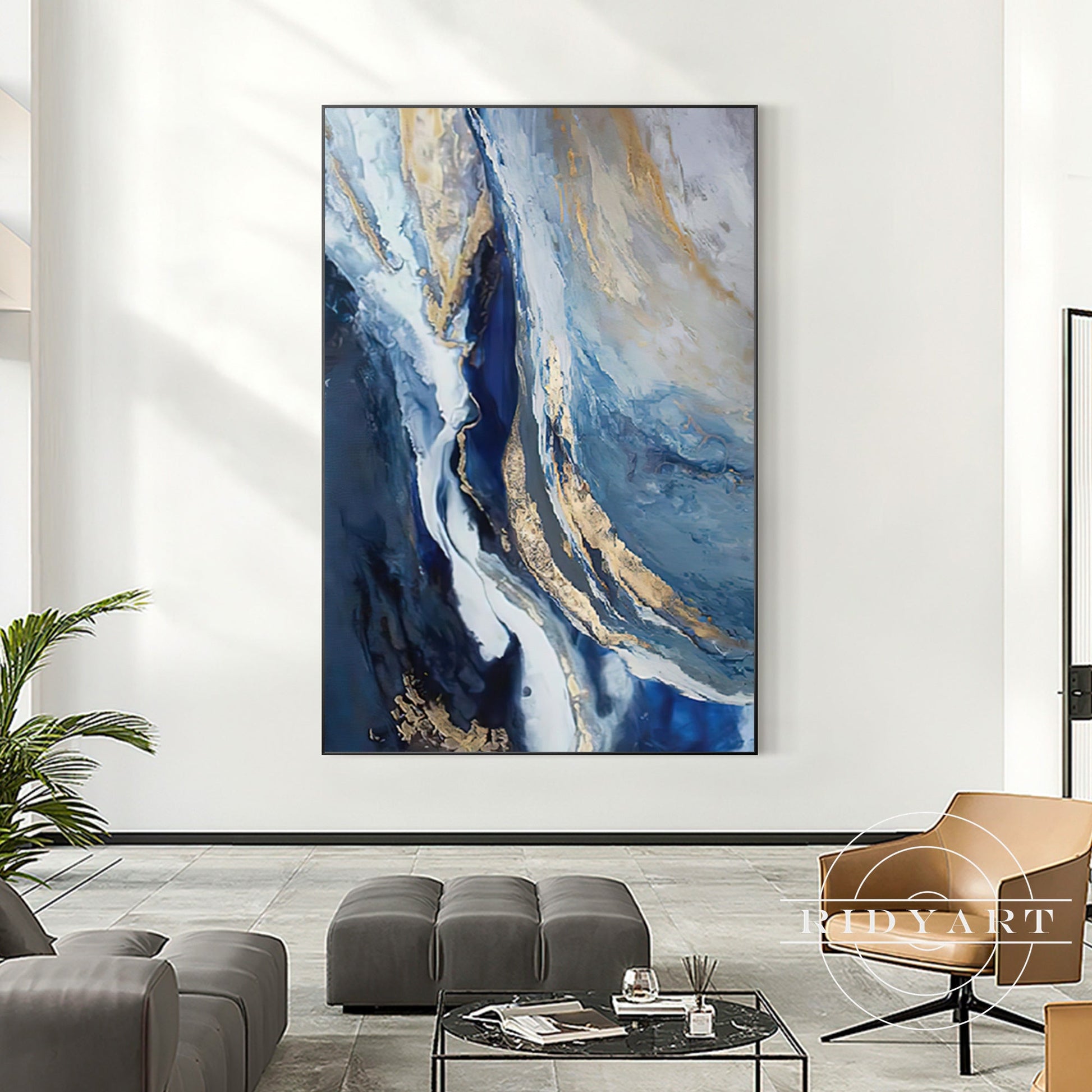 Navy and gold wall art