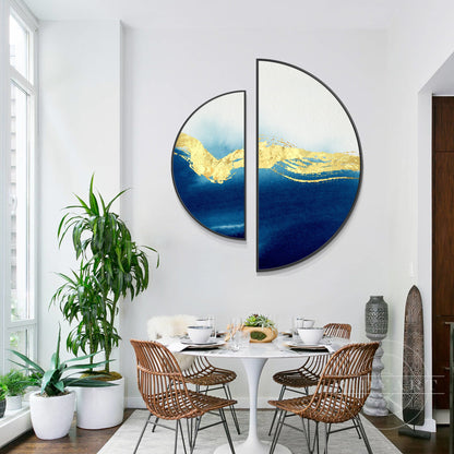 Navy and Gold Round Painting