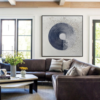 Navy Blue Textured Abstract Painting