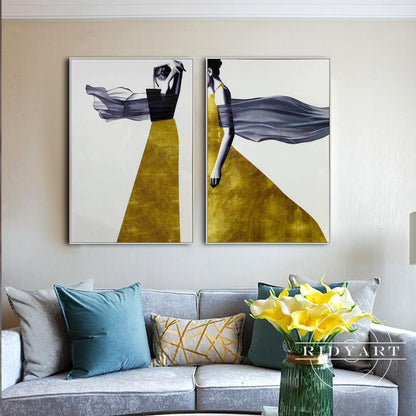 navy blue&gold abstract wall art_09
