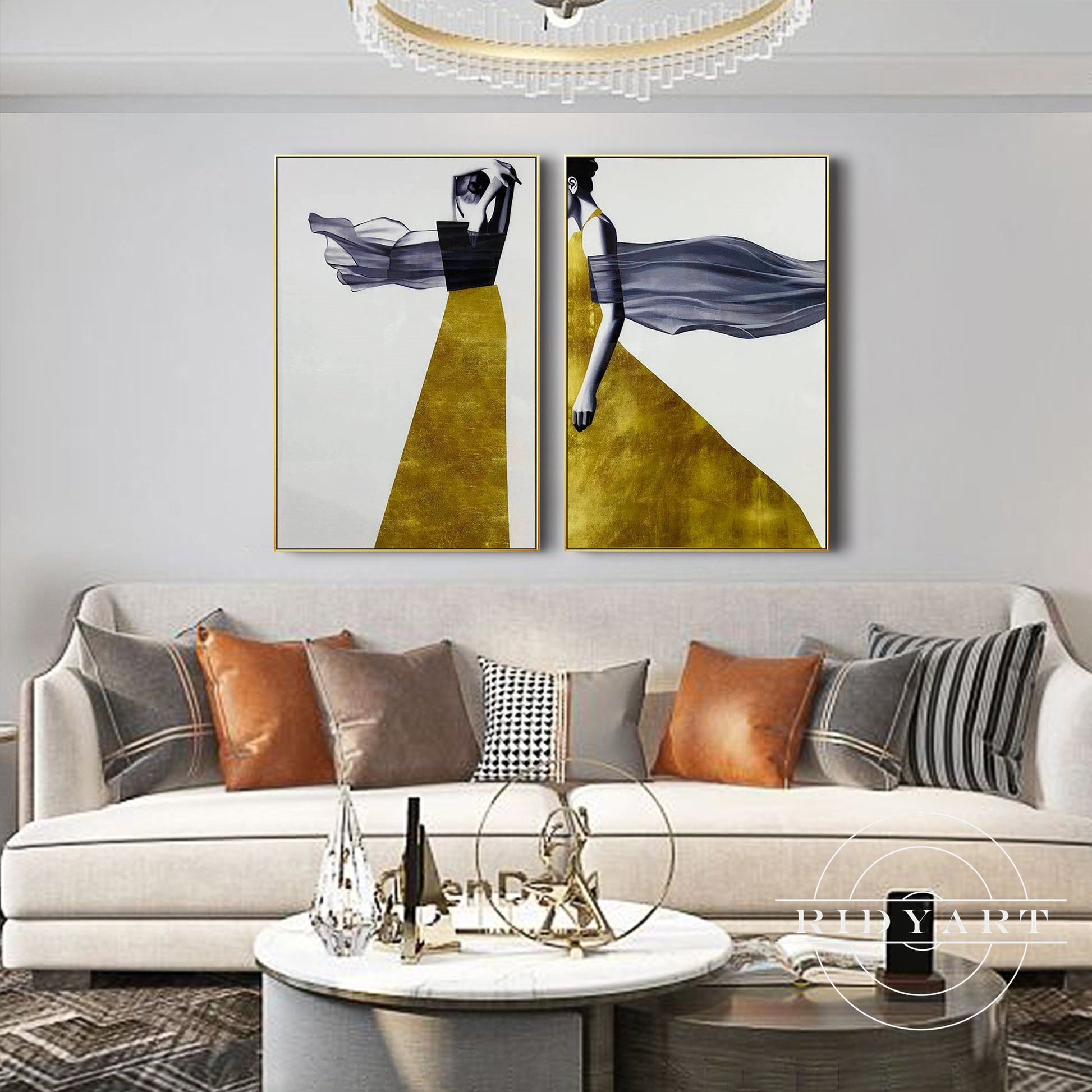 navy blue&gold abstract wall art_09