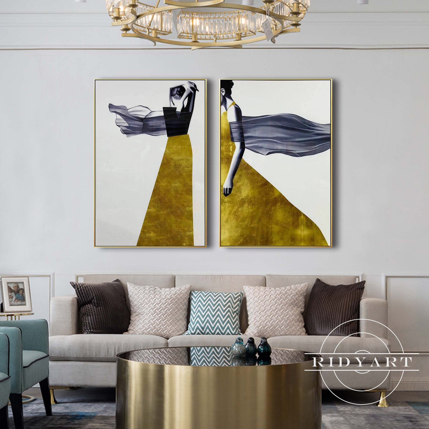 navy blue&gold abstract wall art_09