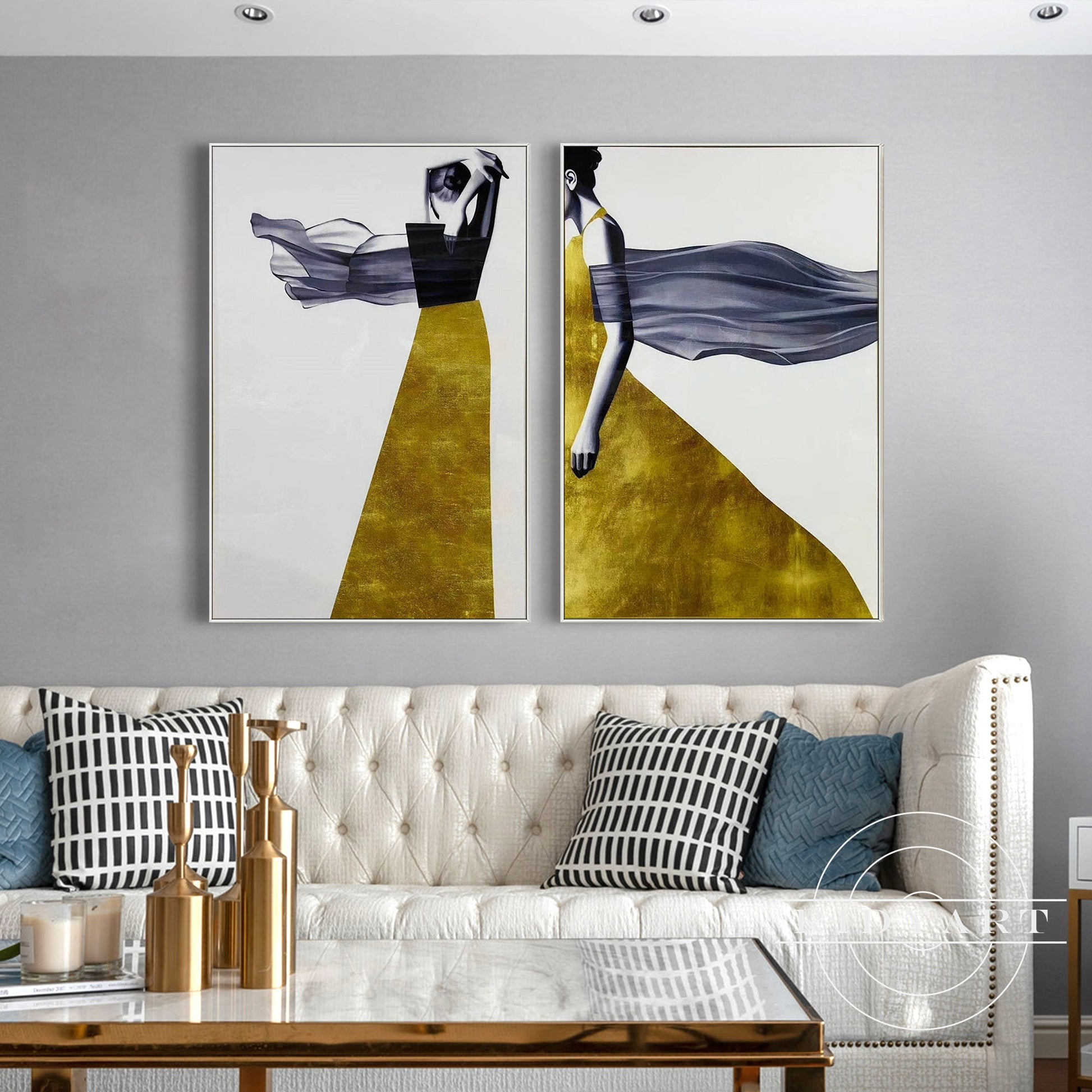 navy blue&gold abstract wall art_09
