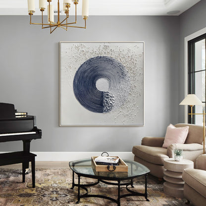 Navy Blue Textured Abstract Painting