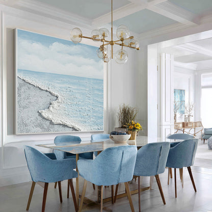 White Beach Sea Oil Painting Square Art