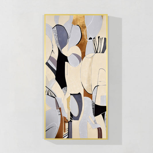 Organic Shape Abstract Geometric Painting on Canvas