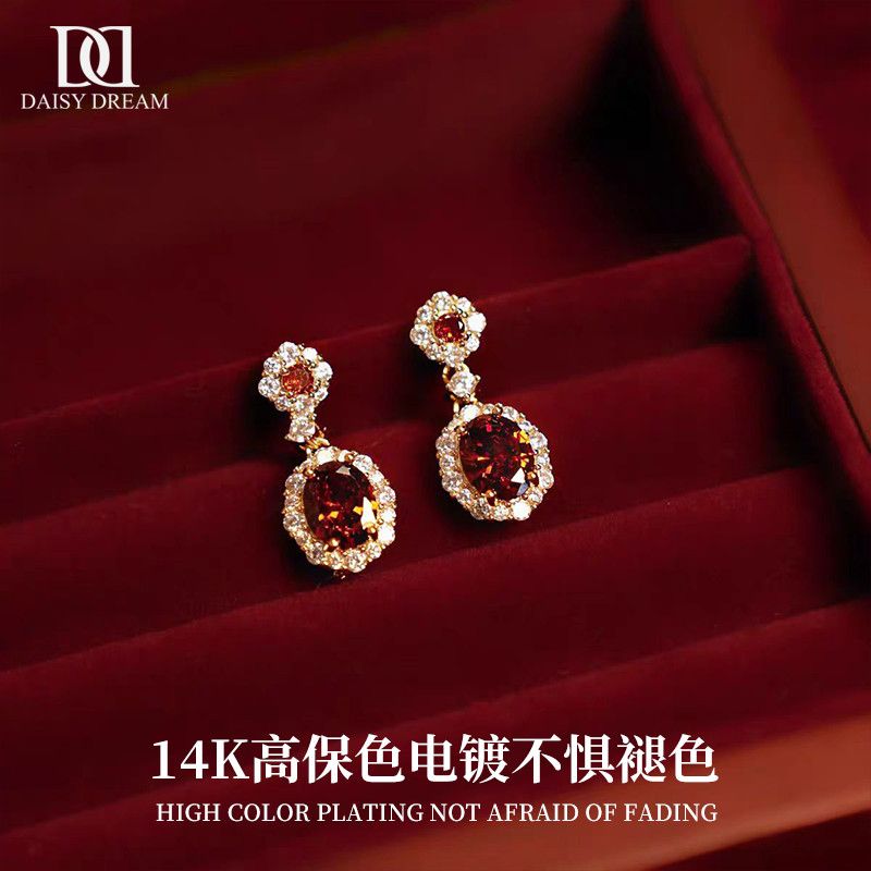 Daisy Dream Red Zircon Earrings