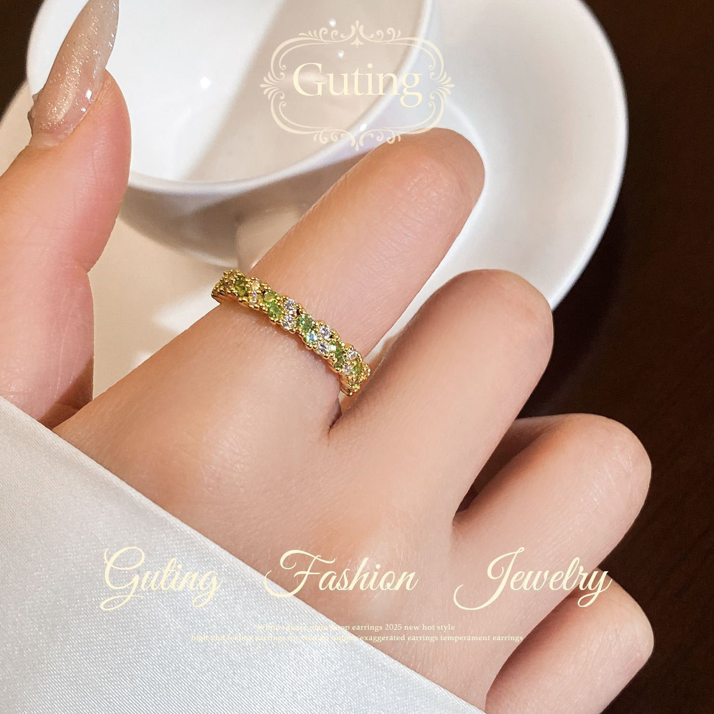Gold Full-Crystal Open Ring