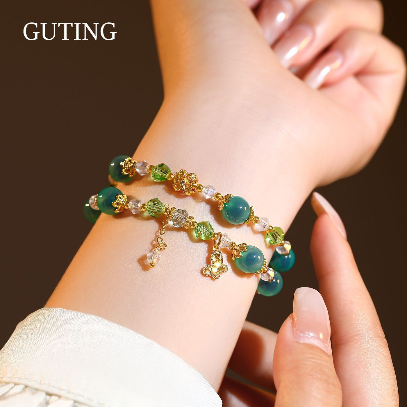 Green Crystal Beaded Bracelet
