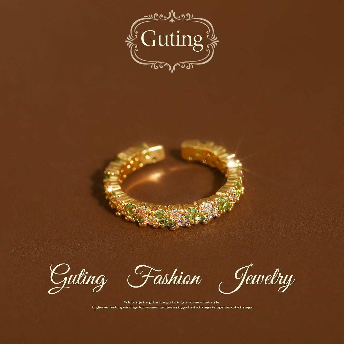 Gold Full-Crystal Open Ring