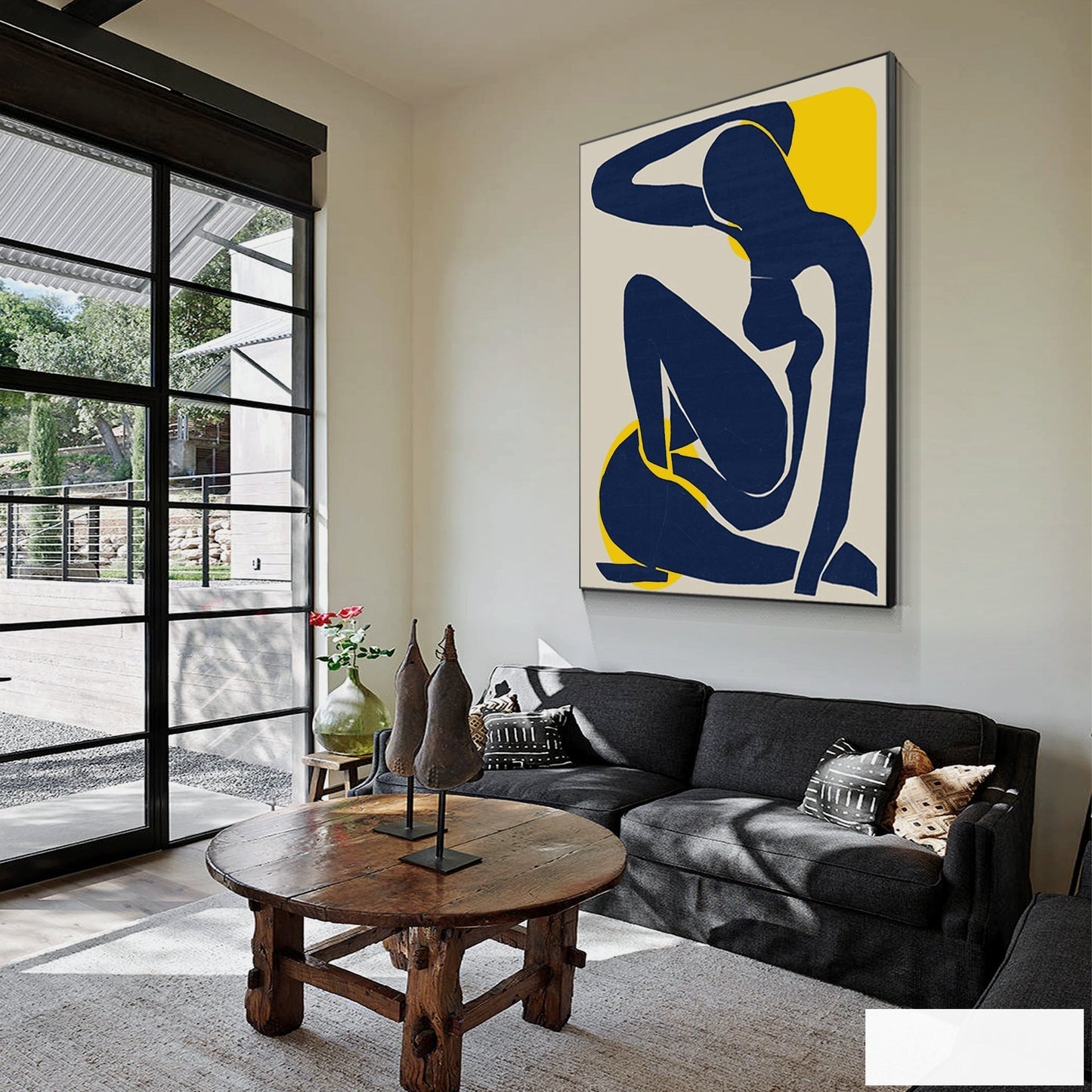 Navy Blue Abstract Woman Art