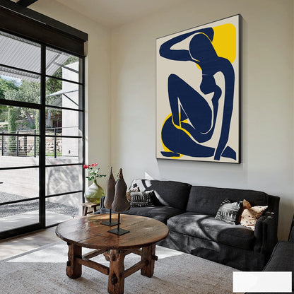 Navy Blue Abstract Woman Art