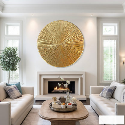 Round Gold Leaf 3D Textured Wall Art