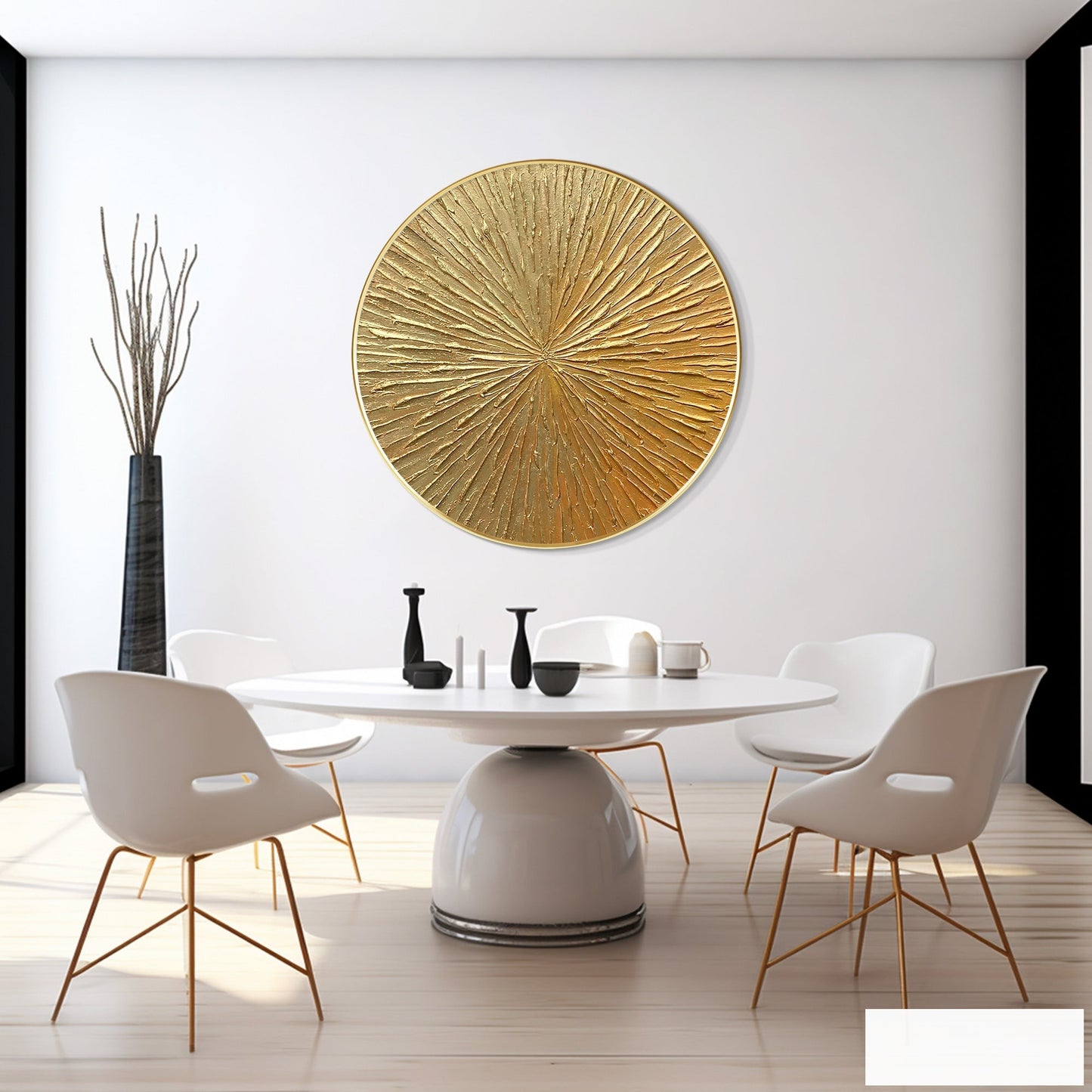 Round Gold Leaf 3D Textured Wall Art