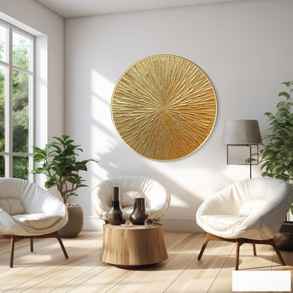 Round Gold Leaf 3D Textured Wall Art