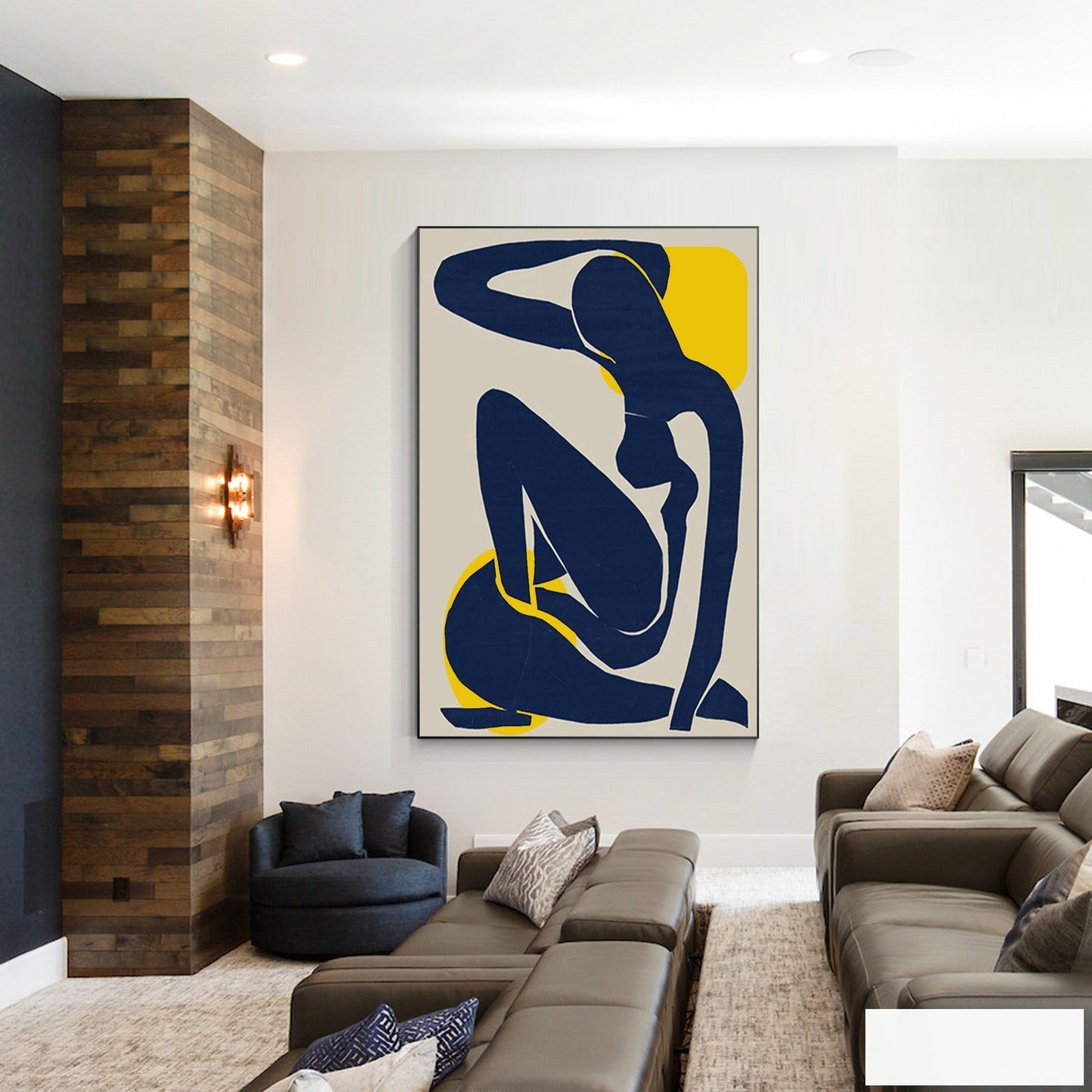 Navy Blue Abstract Woman Art