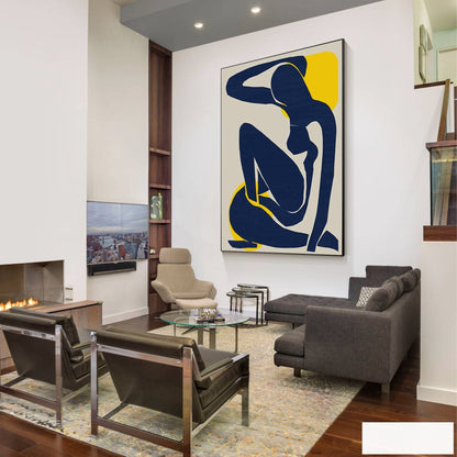 Navy Blue Abstract Woman Art