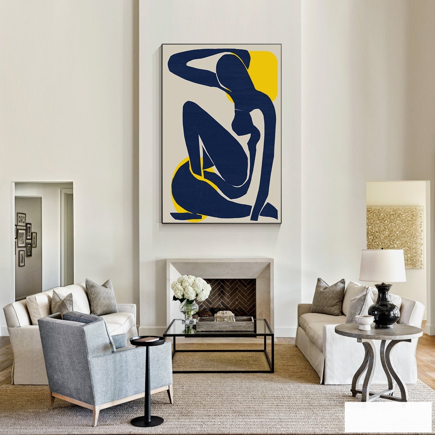 Navy Blue Abstract Woman Art