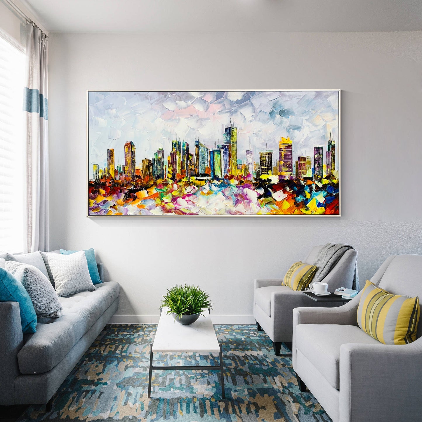 Philadelphia skyline  oil painting