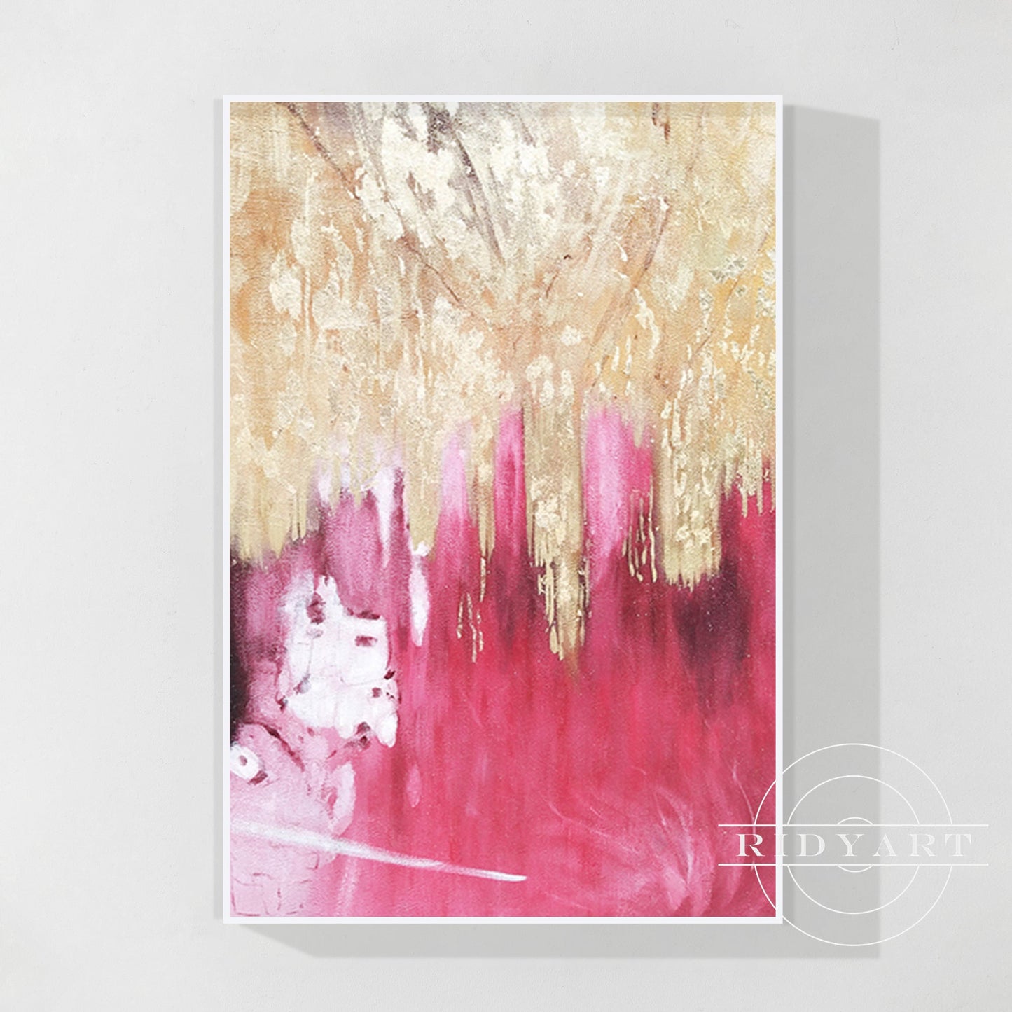Pink Gold Foil Abstract Canvas Painting Wall Art