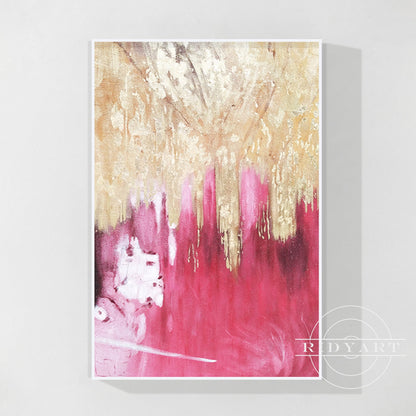 Pink Gold Foil Abstract Canvas Painting Wall Art