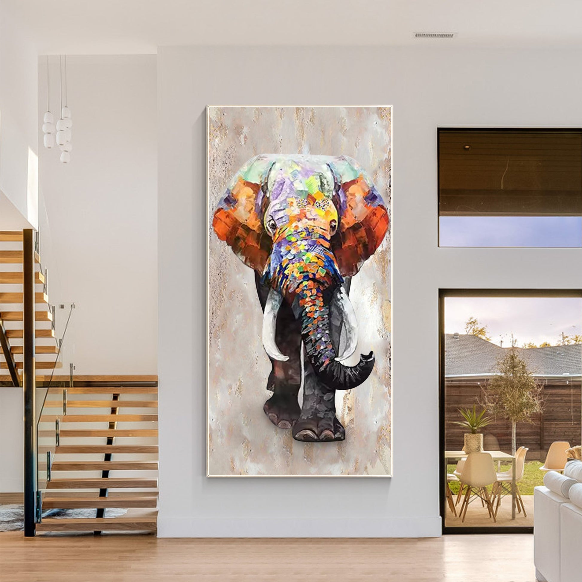 Luxury Wildlife Oil Painting Large Vertical Art