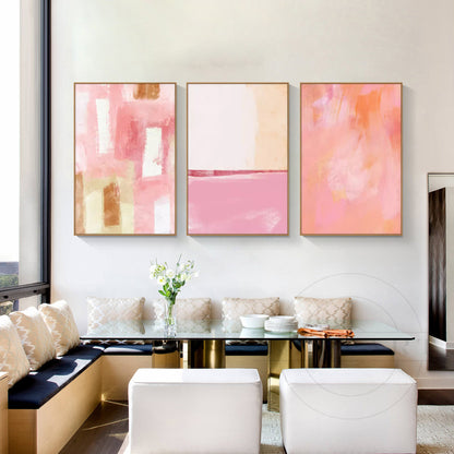 Set of 3 Abstract Blush Wall Art