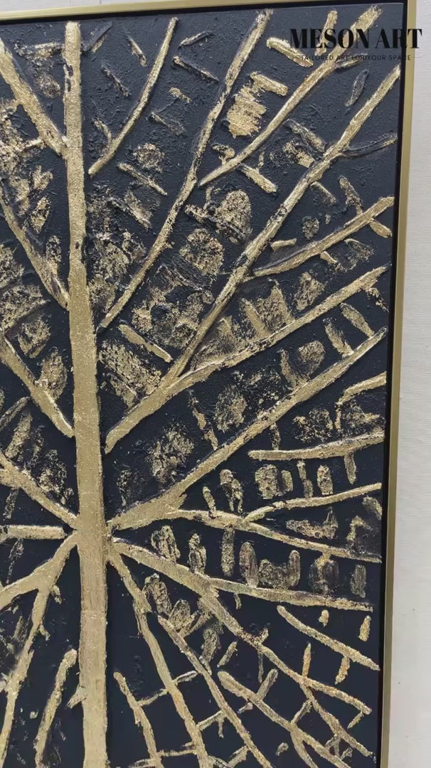 Gold and Black 3D Abstract Painting 3D Textured Wall Art 3D Plaster Art Luxury Decorative Painting